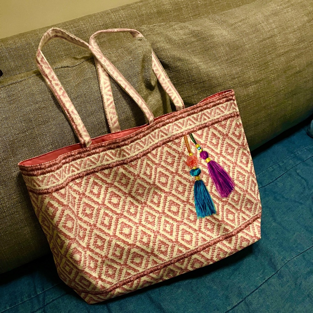 Estee Lauder Large Pink & White Tote Bag NWOT